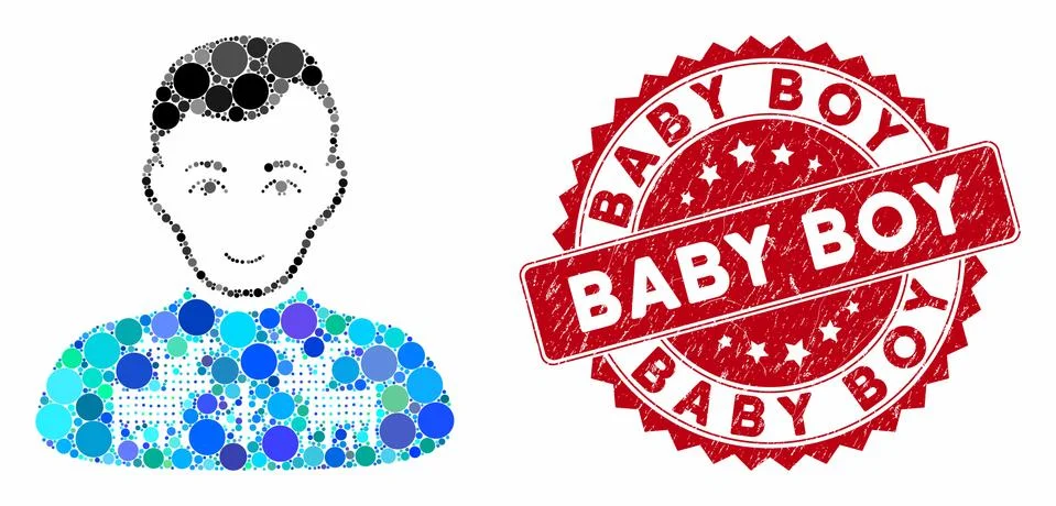 Collage Deers Pullover Boy with Grunge Baby Boy Stamp Stock Illustration