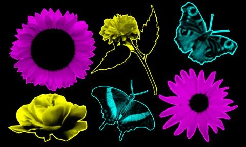 Collage design elements in trendy dotted pop art style. Retro halftone effect 스톡 일러스트