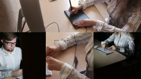 Collage designers on work Stock Footage 48826402