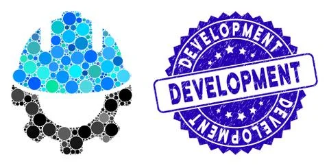 Collage Development Icon with Grunge Development Seal イラスト素材