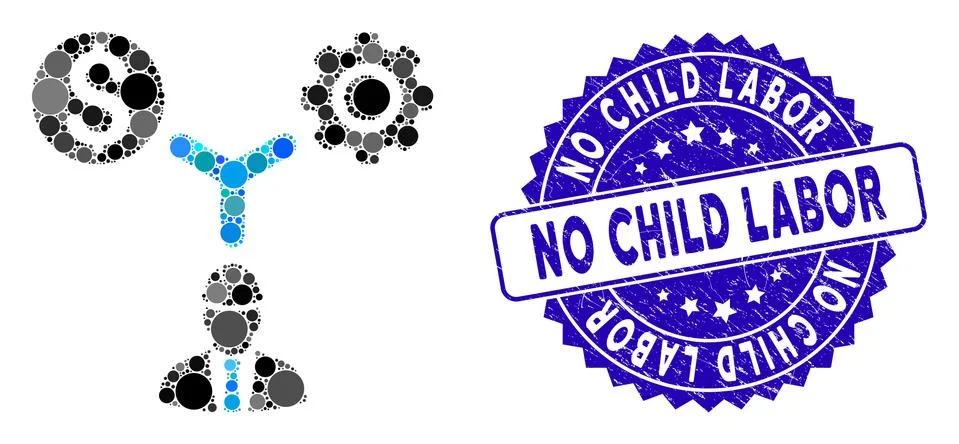 Collage Development Relations Icon with Grunge No Child Labor Seal Stock Illustration