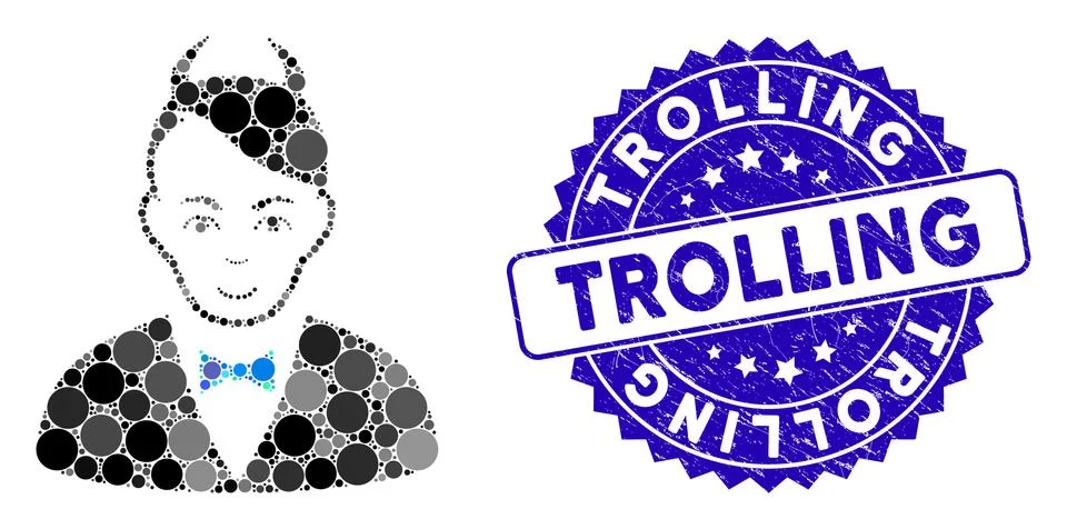 Collage Devil Icon with Textured Trolling Seal Illustrazione stock