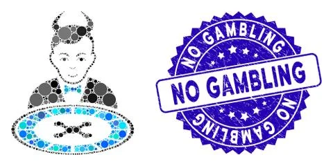 Collage Devil Roulette Dealer Icon with Textured No Gambling Seal Illustrazione stock