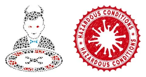 Collage Devil Roulette Dealer Icon with Coronavirus Textured Hazardous Illustrazione stock