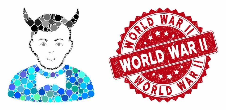Collage Devil with Textured World War Ii Seal Illustrazione stock