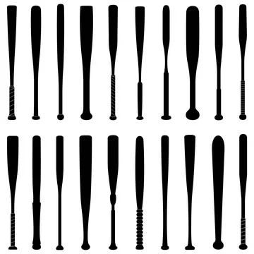 Collage of different baseball bats Stock Illustration