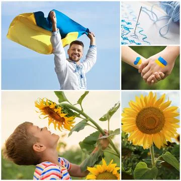 Collage with different beautiful photos devoted to Ukrainian culture Stock Photos