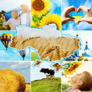 Collage with different beautiful photos devoted to Ukrainian culture Stock Photos