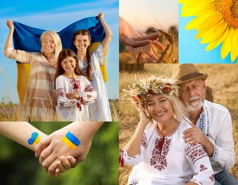 Collage with different beautiful photos devoted to Ukrainian culture Stock Photos