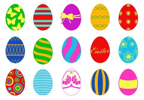 Collage of different Easter eggs illustration Stock Illustration