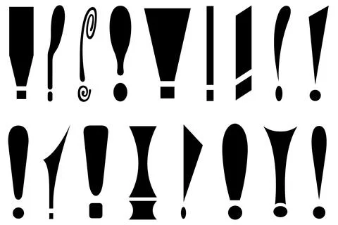 Collage of different exclamation mark signs Stock Illustration