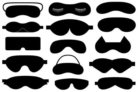 Collage of different eye sleeping masks illustrations Stock Illustration