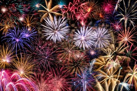 Collage of  different  Fireworks Stock Photos