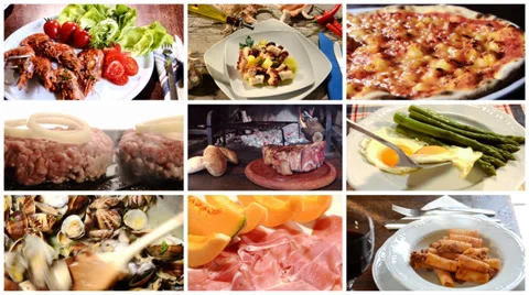 A collage of different food dishes Stock Footage 35304523