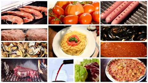 A collage of different food dishes Video stock 35320171