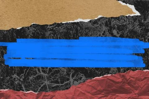 Collage from different materials with painted stroke Illustrazione stock