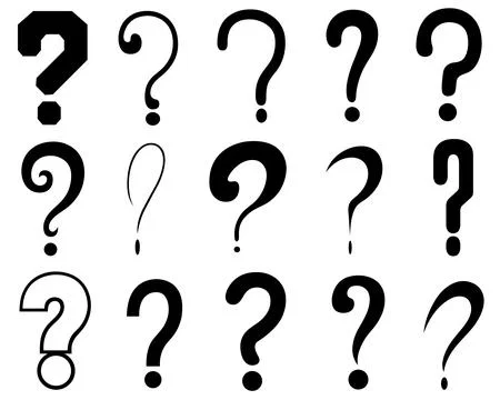 Collage of different question mark signs Stock Illustration