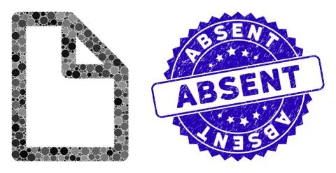 Collage Document Page Icon with Distress Absent Stamp Stock Illustration