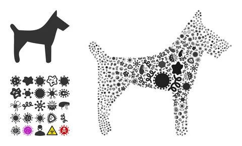 Collage Dog Icon of Flu Pathogens Stock-Illustration
