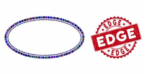Collage Double Oval Frame with Grunge Edge Seal Stock-Illustration