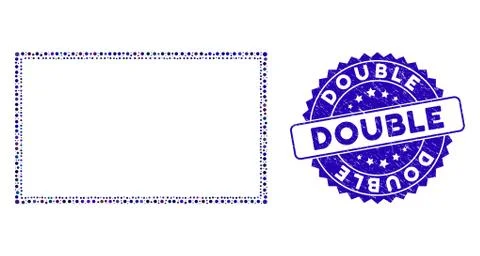 Collage Double Rectangle Frame Icon with Scratched Double Stamp Stock Illustration