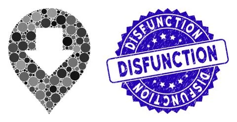 Collage Down Arrow Marker Icon with Textured Disfunction Stamp Stock Illustration