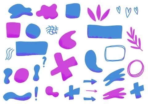 Collage elements set. Doodle artistic shapes and graphic textured signs. Vect イラスト素材