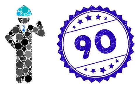Collage Engineer Icon with Textured 90 Stamp Stock Illustration