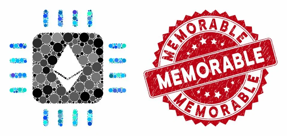 Collage Ethereum Processor Chip with Scratched Memorable Seal Illustrazione stock