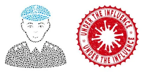 Collage Evil Army General Icon with Coronavirus Distress Under the Influence Illustrazione stock