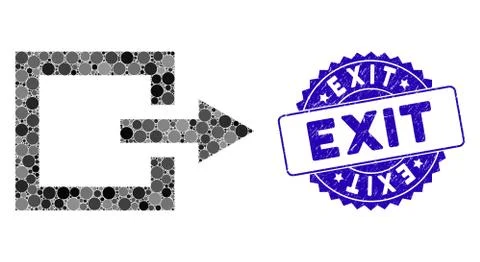 Collage Exit Icon with Scratched Exit Seal Stock Illustration