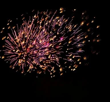 A collage of exploding fireworks Foto stock