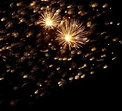 A collage of exploding fireworks Foto stock