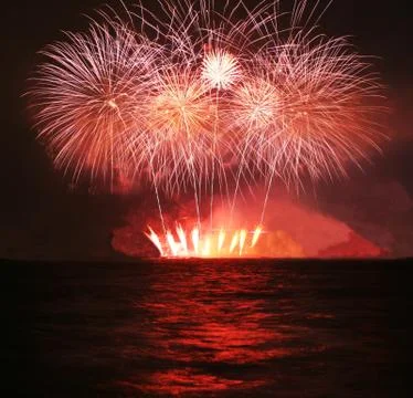 A collage of exploding fireworks 写真素材