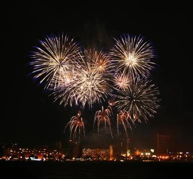 A collage of exploding fireworks 写真素材