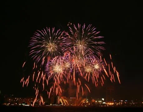 A collage of exploding fireworks 写真素材