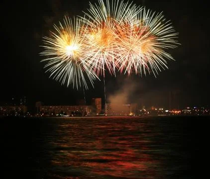 A collage of exploding fireworks Fotos de archivo