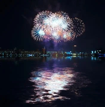 A collage of exploding fireworks 写真素材