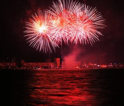 A collage of exploding fireworks 写真素材