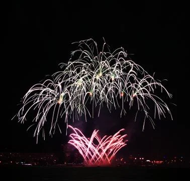 A collage of exploding fireworks Stock Photos