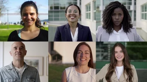 Collage of faces of diverse people Stock Footage 121914040