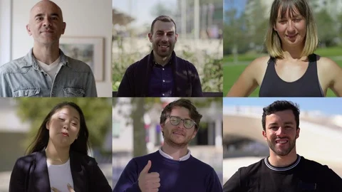 Collage of faces of diverse people Stock Footage 121914111