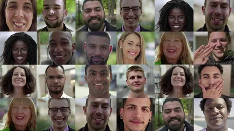 Collage of faces of diverse people Video stock 122131812