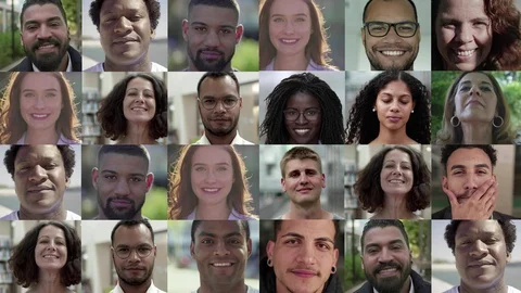 Collage of faces of diverse people Video stock 122132155