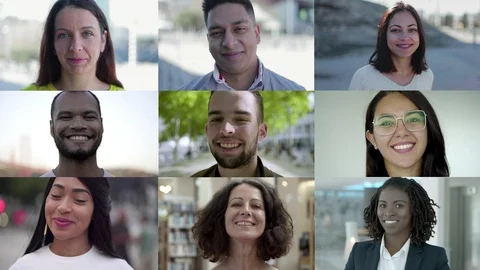 Collage of faces of diverse people Video stock 122253046