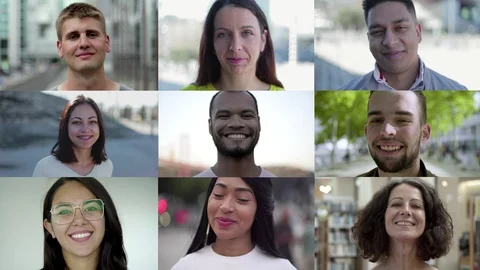 Collage of faces of diverse people 스톡 동영상 122527097