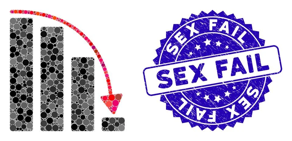 Collage Falling Acceleration Bar Chart Icon with Textured Sex Fail Seal Stock Illustration
