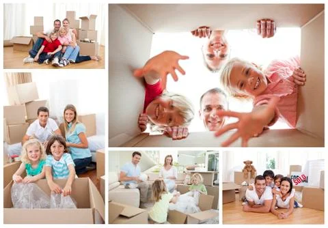 Collage of families Stock Photos