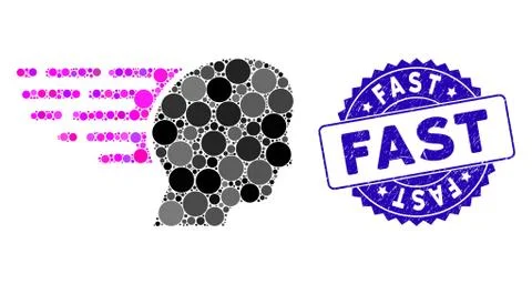 Collage Fast Thinking Icon with Grunge Fast Seal Stock Illustration