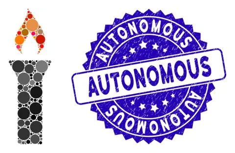 Collage Fire Torch Icon with Scratched Autonomous Seal イラスト素材